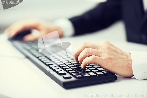 Image of man hands typing on keyboard