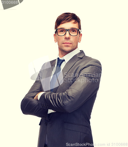 Image of attractive buisnessman or teacher in glasses