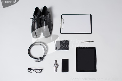 Image of close up of formal clothes and personal stuff