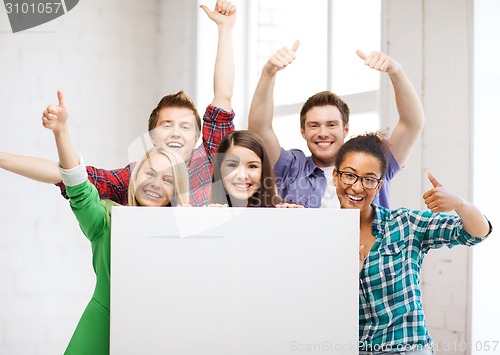 Image of students at school with blank white board