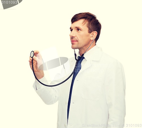 Image of young male doctor with stethoscope