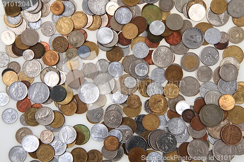 Image of old european coins as money background