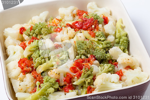 Image of Colourful cauliflower salad bowl angled