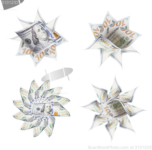 Image of Set of Four One Hundred Dollar Bill Icon Graphic Photos