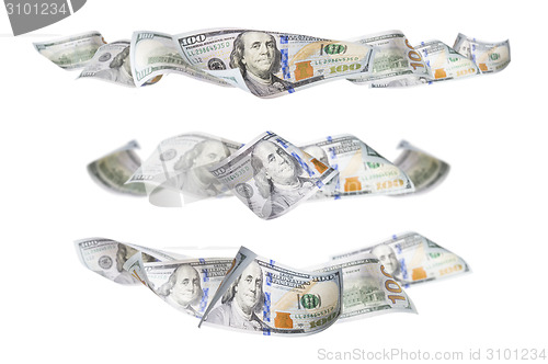 Image of Set of Three One Hundred Dollar Bill Horizontal Graphic Photos