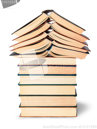 Image of Stack of open and closed old books