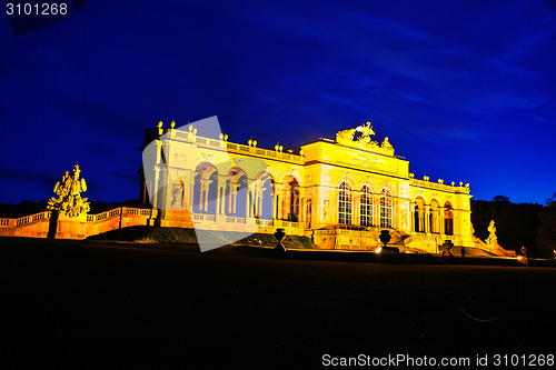 Image of Gloriette Schonbrunn in Vienna at sunset