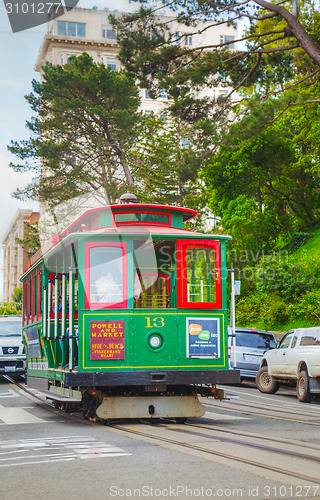 Image of Famous cable car at a steep street