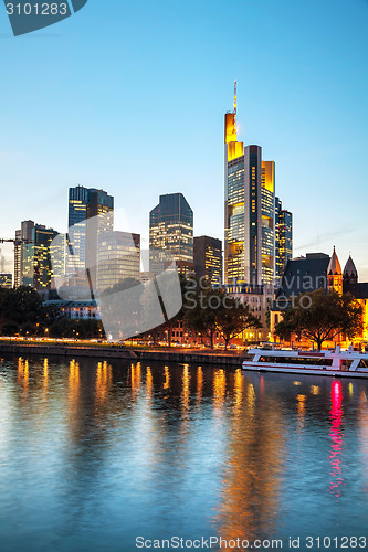 Image of Frankfurt cityscape at sunset