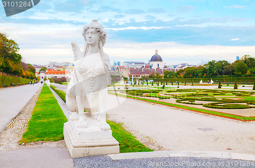 Image of Statue at Belvedere palace in Vienna, Austria in the morning