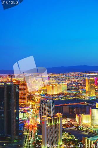 Image of Overview of downtown Las Vegas in the night