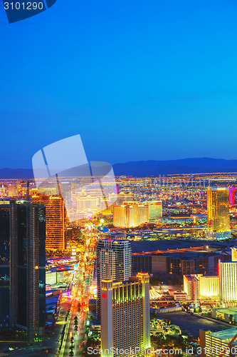 Image of Overview of downtown Las Vegas in the night