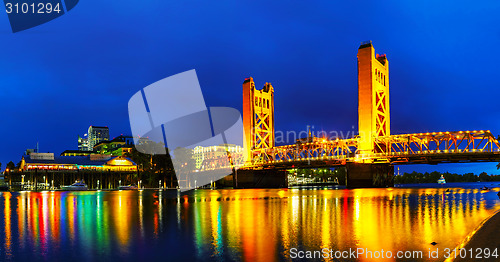Image of Panorama of Golden Gates drawbridge in Sacramento