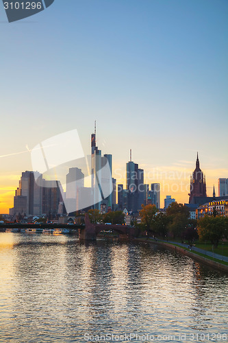 Image of Frankfurt am Main cityscape at sunset