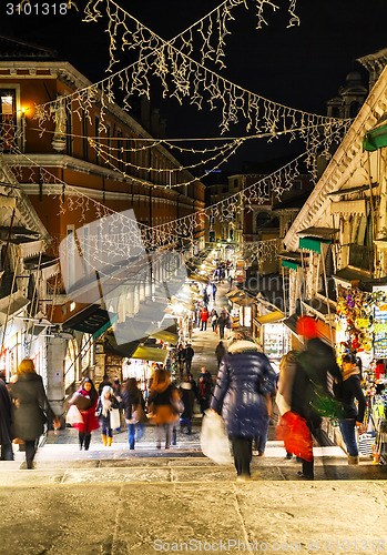 Image of  Rialto Bridge (Ponte Di Rialto) at night