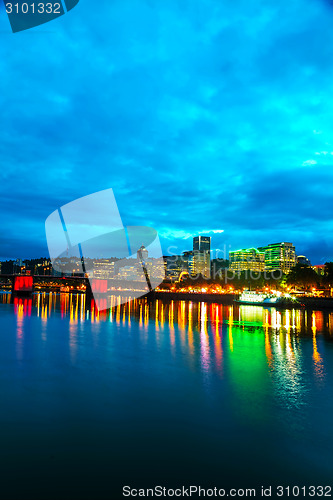 Image of Downtown Portland cityscape at the night time