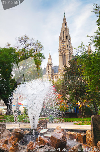 Image of Fountain near Rathaus (Cityhall) in Vienna