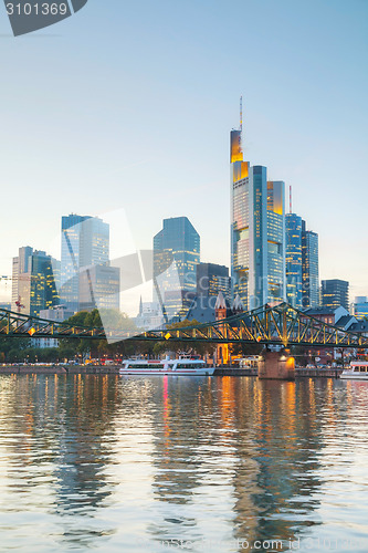 Image of Frankfurt am Main cityscape at sunset