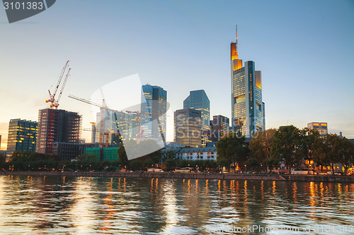 Image of Frankfurt am Main cityscape at sunset