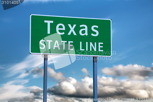 Image of Texas state line sign