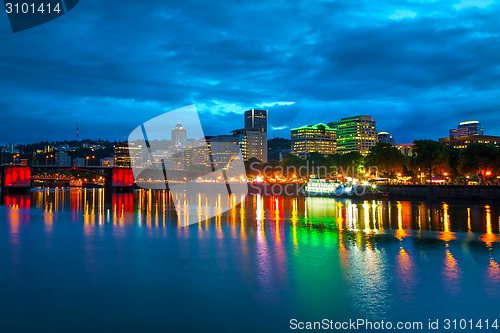 Image of Downtown Portland cityscape at the night time