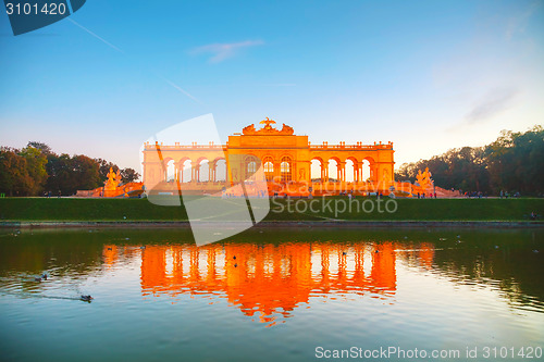 Image of Gloriette Schonbrunn in Vienna at sunset