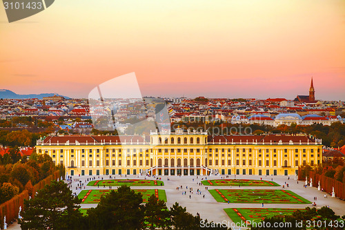 Image of Schonbrunn palace at sunset