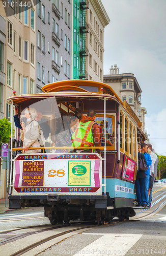 Image of Famous cable car at a steep street
