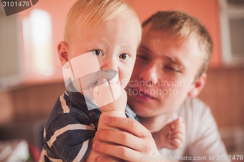 Image of Father and son cooking