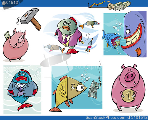 Image of business cartoon concepts set