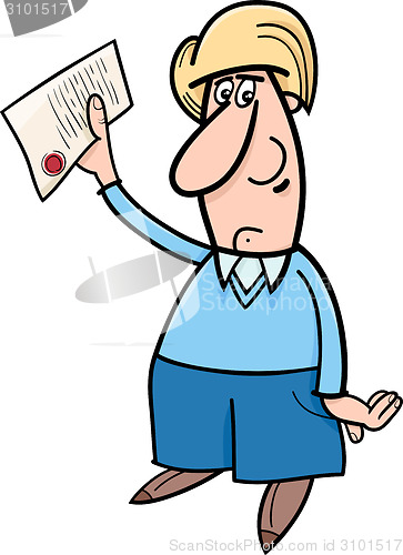 Image of man with document cartoon