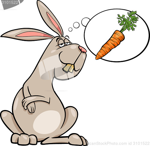 Image of rabbit dream about carrot cartoon