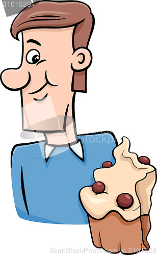 Image of man with cupcake cartoon