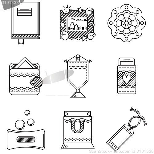 Image of Black line icons vector collection for handmade