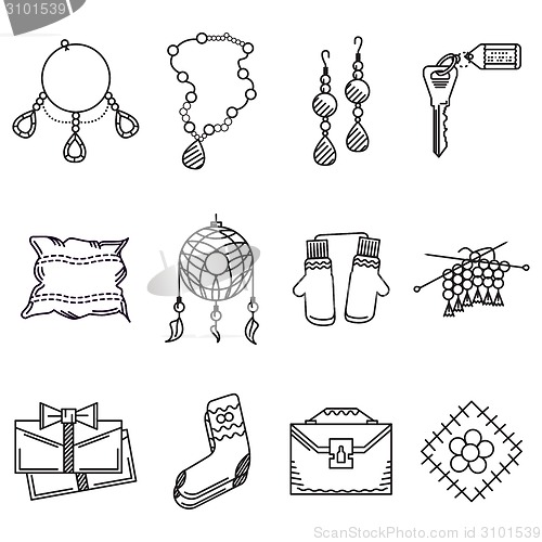 Image of Black line icons vector collection for handmade items