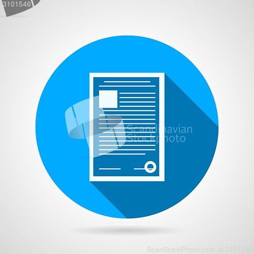 Image of Flat round vector icon for document