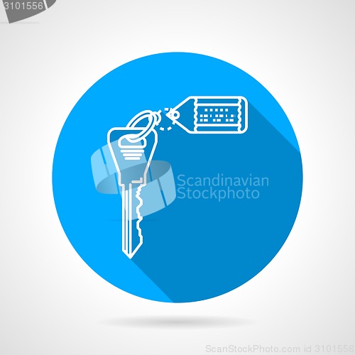 Image of Flat round vector icon for key with tag