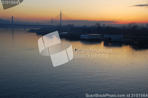 Image of Sunset over Sava river