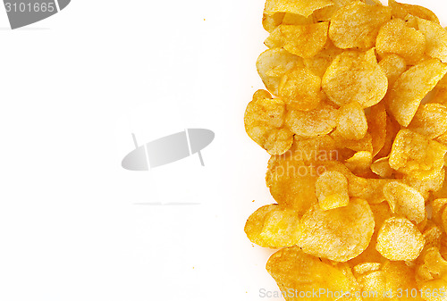 Image of potato chips on white background