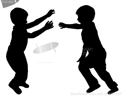 Image of Silhouettes of two little boys