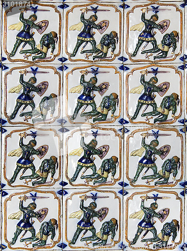 Image of Decorative tiles in Pena palace, Sintra