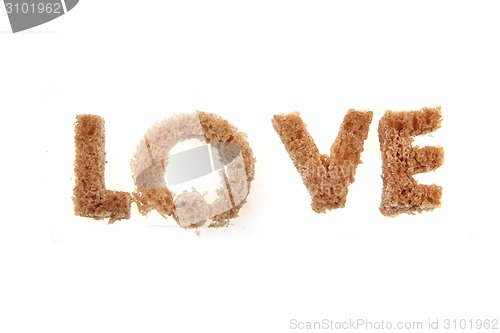Image of love from bread alphabet 