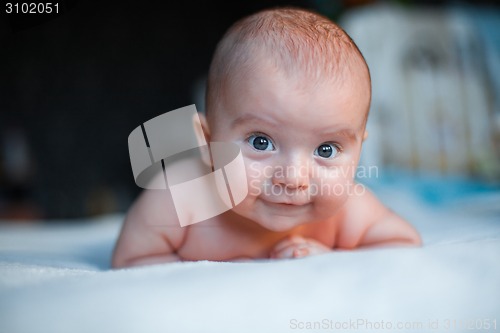 Image of Cute little baby on blanket