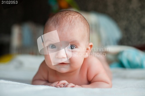 Image of Cute little baby on blanket