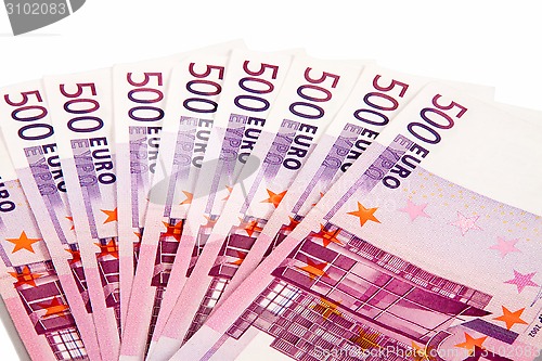 Image of 500 euros lie a fan