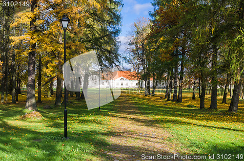 Image of Alley in the autumn in the old manor park