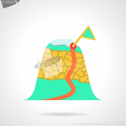 Image of Mountain route flat vector icon
