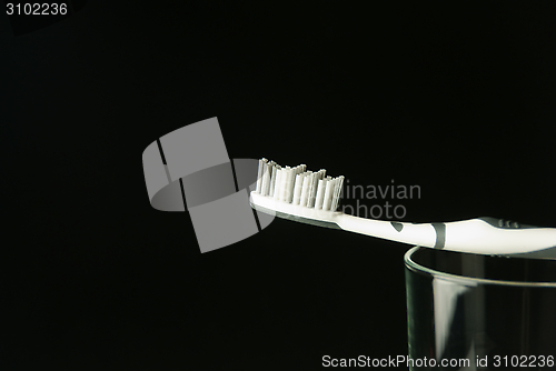 Image of toothbrush on a glas