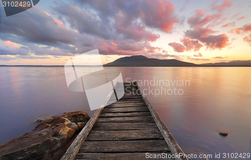 Image of Queens Lake Reserve Jetty at sunset