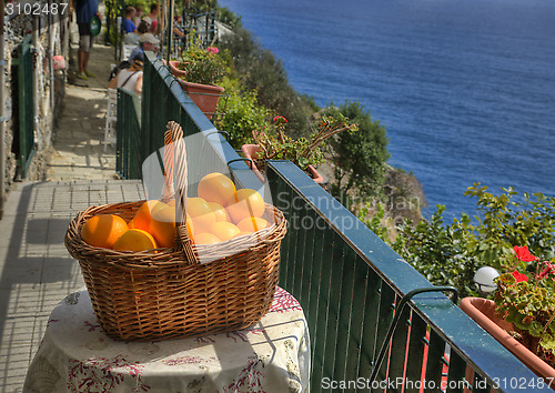 Image of A Basket with Oranges